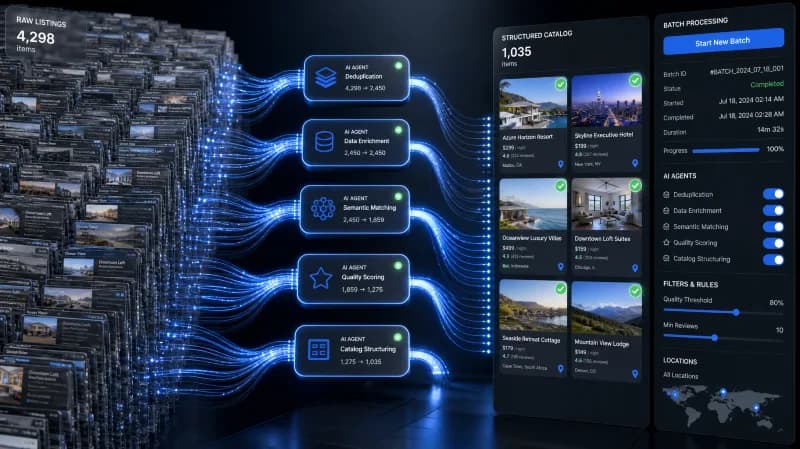 The TripWays AI agents screen, grouped by find, describe, link, prepare and ask